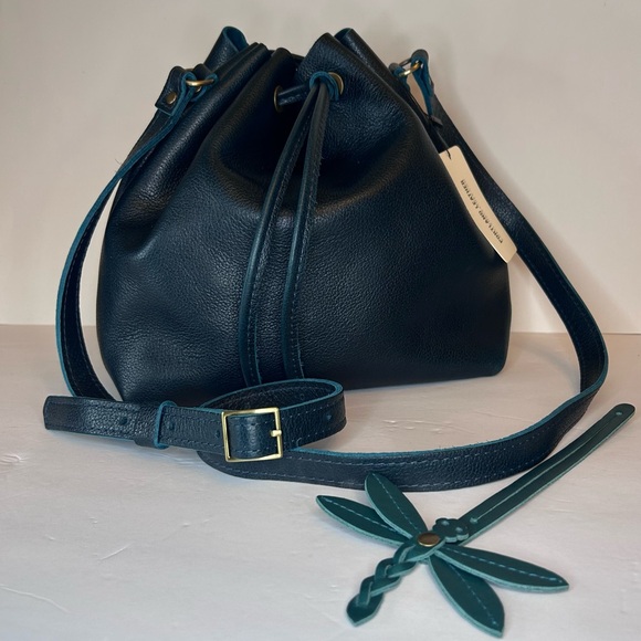 portland leather goods Handbags - NWT Portland Leather Goods Large Bucket Bag Boreal Leather Crossbody + Tassel